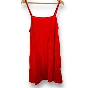 Old Navy Women's Size L Tiered Mini Dress Bright Red‎ Orange Cami Strap